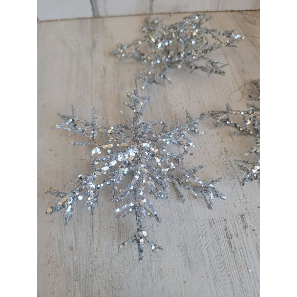 Large silver snowflake ornament Xmas set home decor - Picture 2 of 6